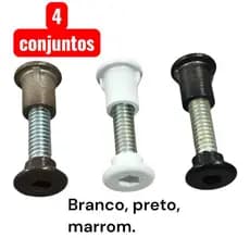 Conjunto parafusos para peça/ferragem de vidro, kit com 4 conjuntos. BRANCO PRETO OU MARROM.