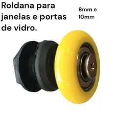 ROLDANA, RODINHA 1125 PARA JANELAS E PORTAS DE VIDRO BLINDEX, 8 E 10 MÍLIMETROS.