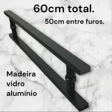 PUXADOR 60CM TOTAL POR 50CM ENTRE FUROS, BARRA CHATA PRETO OU BRANCO, PARA VIDRO, ALUMÍNIO E MADEIRA.