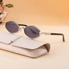 Óculos de Sol Femininos e Masculinos 2026, Óculos de Sol da Moda, Óculos Vintage Hexagonais para Mulheres, Armação de Me
