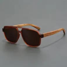 Óculos de Sol com Efeito Madeira para Homens, Óculos Polarizados, Óculos de Sol com Proteção UV