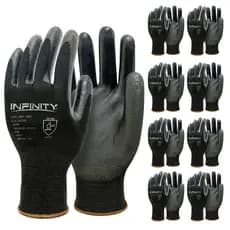 Kit 5 Luva De Segurança Multitato Tatil Banhada Luva Pu Black P M G GG Mecanico Pedreiro Eletricist