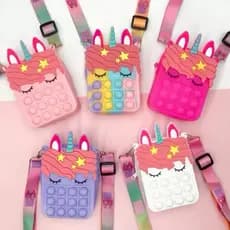 Bolsa Pop It Mochila Infantil De Silicone Unicórnio