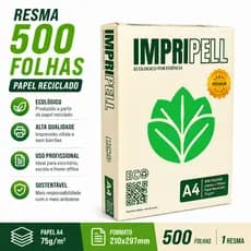 Papel Sulfite A4 Reciclado Impripell 75g - 500 Folhas | Sustentável Qualidade Premium