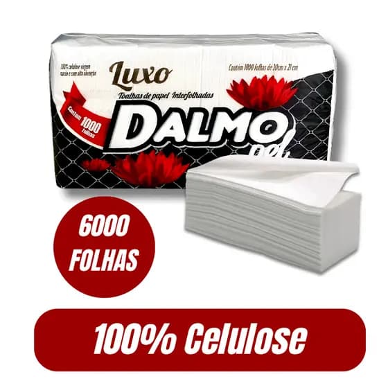 Papel Toalha Interfolhado DalmoPel Luxo 1.000 Folhas |  KIT 6 Pacotes
