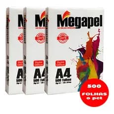 Kit 3 Unidades Papel Sulfite Branco Resma Com 500 Folhas Branco