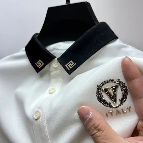 Camiseta Masculina De Alta Qualidade Lapela Novo Estilo Camisa Polo De Manga Curta Elegante Slim Fit