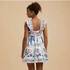 Posicionamento Tropical impresso Casual vestido de férias verão novo estilo sem mangas roupas femininas