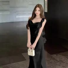 Super fada elegante saia longa verão novo estilo moda fresco estilo ocidental redução de idade estilo suave vestido esti