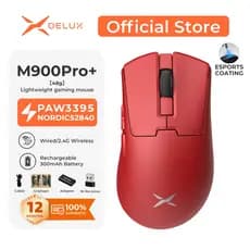 DELUX M900 PRO+ Mouse Gamer Sem Fio 48g – PAW3395, 8K Wireless, 26000 DPI, Ergonômico para Mãos Médias e Grandes
