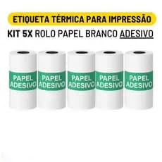 Kit 5 Bobina Etiqueta Térmica 57x30mm Branco Rolo Para Mini Impressora Portátil a Prova De Água