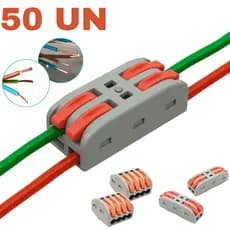 Kit 20/30/50 Conector de fio Elétrico  Emenda Tipo Wago Alavanca 2 vias 4 Vias Fio elétrico chuveiro