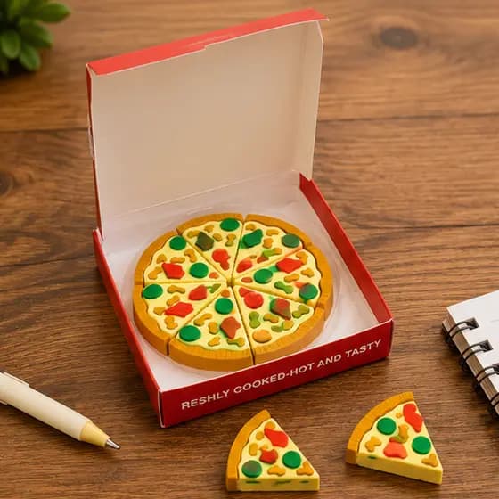 Borracha Pizza Kawaii 7 Pedaços Papelaria Fofa Escolar Criativa