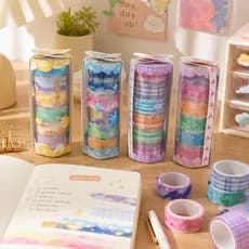 Kit Washi Tape Pastel Decorativa Fita Adesiva Scrapbook Planner Fofo Criativo