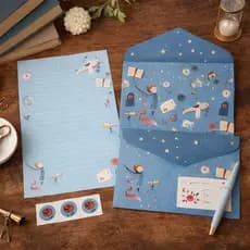 Kit Papel De Carta Decorado 12 Peças – 4 Folhas + 4 Envelopes + 4 Adesivos | Presente Criativo