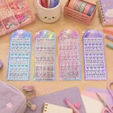 Cartela De Adesivos Strass Coração E Borboleta – Pedrarias Decorativas Para Unhas, Scrapbook E Artesanato