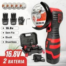 Esmerilhadeira Angular Lixadeira Elétrica Portátil Bivolt 2 Bateria