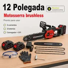 Motosserra Elétrica A Bateria 12/6 Polegada Moto Sserra Brushless Bivolt Com 2 Baterias