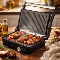 Grill Grelha Chapa Itatiaia Midi Antiaderente Inox Elétrica Econômico Com Abertura 180°