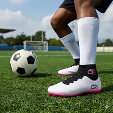 Chuteira society cano alto masculino e feminino Branco Rosa barato