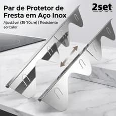 Par de Protetor de Fresta Fogão e Bancada em Aço Inox Ajustável 35 a 70cm - Veda Vão de Cozinha Resistente ao Calor