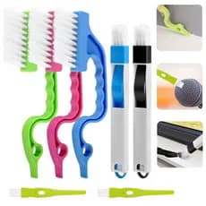 Kit 7 Escova De Limpeza Limpa Cantos, Frestas, Trilhos Escovinha Multifuncional Universal para Banheiro e Janelas