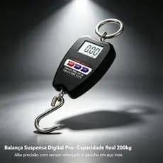 Balança Digital Suspensa de Gancho 200kg Alta Precisão Portátil Profissional - Ideal para Pesca, Carga e Mala