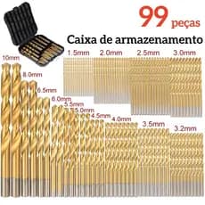 Jogo de brocas 99 unidades 1,5 a 10 mm titânio Forte e durável para liga de alumínio cobre plástico madeira