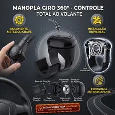 Manopla Pomo Auxiliar Volante Giro 360° Carro Caminhão Trator - Linha Premium Universal