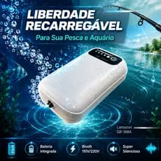 Oxigenador Aerador Lamazon Isca Viva Recarregável Bivolt SB-168A: Compressor de Ar para Pesca e Emergência Aquário