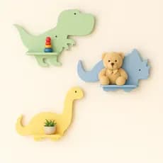 Kit 3 Nichos Prateleira Dinossauro Para Bebê Infantil Quarto e Sala