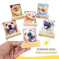 Kit Suporte Porta Retrato Foto Polaroid Madeira Pinus Decoração Presente