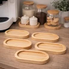 Kit Mini Bandejas Multiuso Petiscos Café Mesa Posta Decoração Madeira Pinus