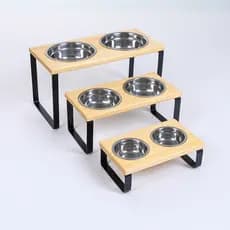 Comedouro Duplo Elevado Gato e Cão Cachorro Bebedouro Pet Pé de Ferro
