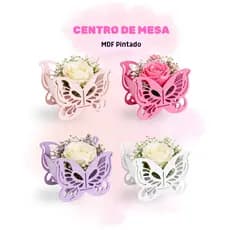 Kit Centro de Mesa Borboleta para Aniversários Casamentos Eventos e Lembrancinhas Cachepô em MDF