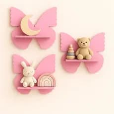 Kit 3 Nichos Prateleira Borboleta Para Bebê Infantil Quarto e Sala