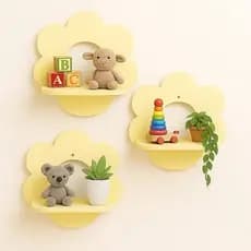Kit 3 Nichos Prateleira Florzinha Para Bebê Infantil Quarto e Sala