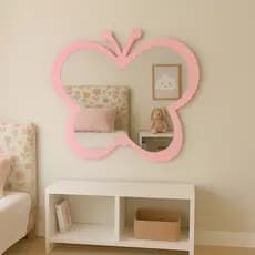 Espelho Borboleta Decorativo Quarto Menina Infantil Mini Camarim Penteadeira Parede Mdf e Acrílico