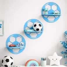 Kit 3 Nichos Prateleira Bola Futebol Para Bebê Infantil Quarto e Sala