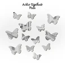 Kit 6 e 8 Borboletas Decorativa em Acrílico Espelhado