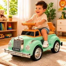Carrinho Elétrico Infantil Retrô Verde com Pedal Recarregável 6V Até 30kg INMETRO