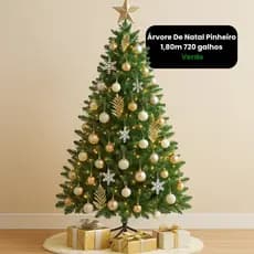 🎄 Árvore de Natal Pinheiro Luxo 1,80m com 720 Galhos | Verde Tradicional | Base de Ferro Reforçada