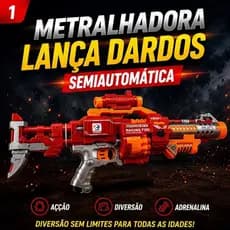 🔫 Metralhadora Lança Dardos Infantil Semiautomática 20 Dardos Espuma + Alvo Alcance 10m Vermelha