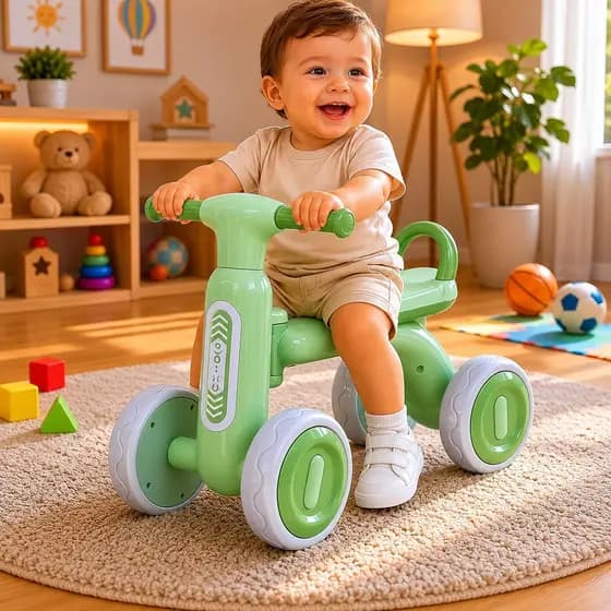 BIKE INFANTIL LUZ SEM PEDAL ESTRUTURA REFORÇADA CANDY VERDE/ROSA ASSENTO CONFORTÁVEL E ANATOMICO