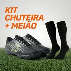 Kit Futebol Chuteira Society E Meiao Adulto Solado Costurado Macia Sucesso Vendas
