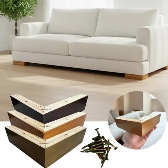 Pé De Madeira Cantoneira Lateral 5cm Kit 4 Unidades Para Cama Box Sofá Poltrona Puff E Móveis Sustentação Em L Cores Top
