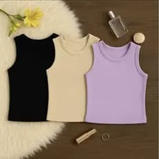Kit com 5 kit kit 3 Regatas Femininas Cores sortidas Modelo cropped Virgínia | Tecido Suede Premium
