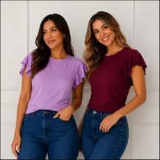 KIT COM 3 Blusa Feminina Manga Curta com Modelagem Princesa Confortável