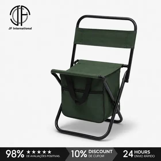 JF Cadeira Dobrável Portátil De Metal Para Pesca À Prova D'água Praia Trilha De Acampamento Com Bolsa