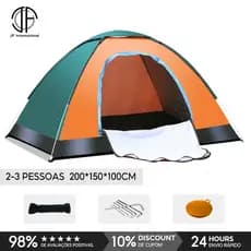 Barraca De Camping 2 A 3 Pessoas 200x150x100cm Com Mosquiteiro Impermeável Dobrável Acampamento Tenda Portátil